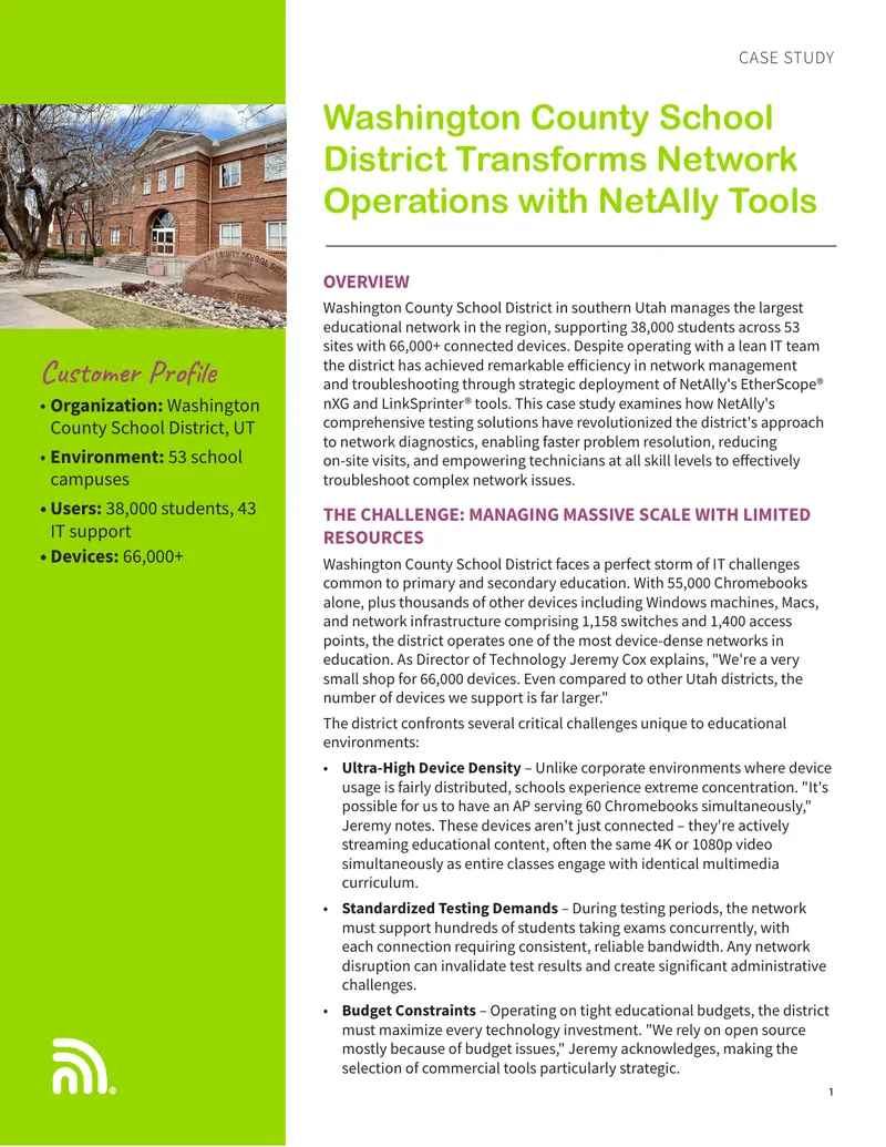 Washington County School District Network Operations Case Study
