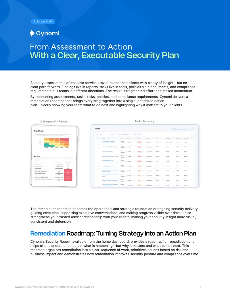 Cynomi Cyber Advisory Growth Platform Solution Brief