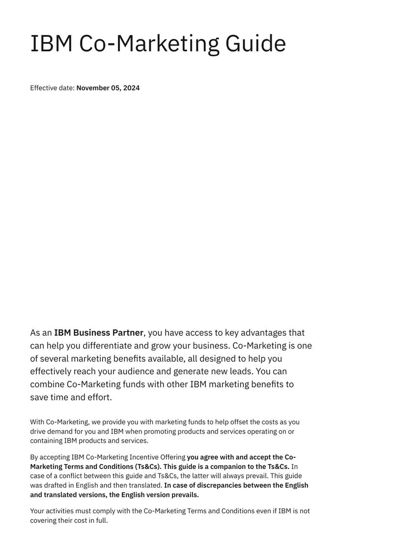 IBM Co-Marketing Guide for Business Partners