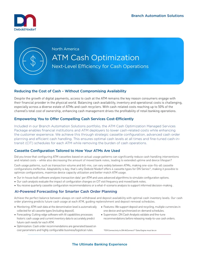 ATM Cash Optimization Managed Services Overview