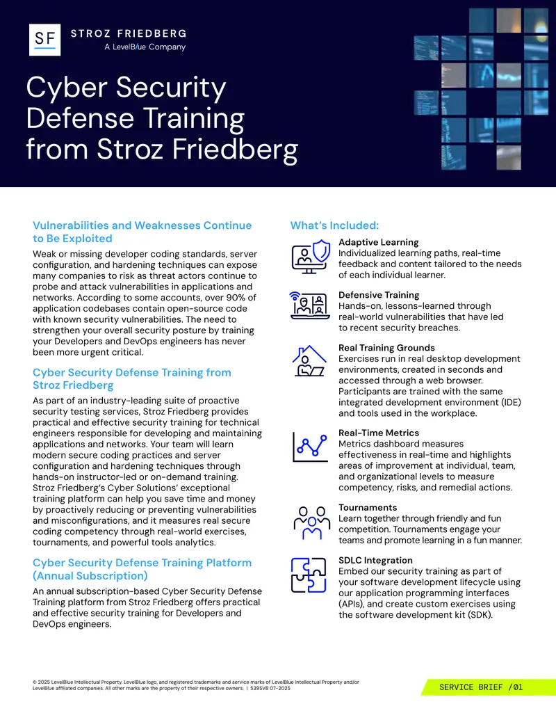 Cyber Security Defense Training Overview