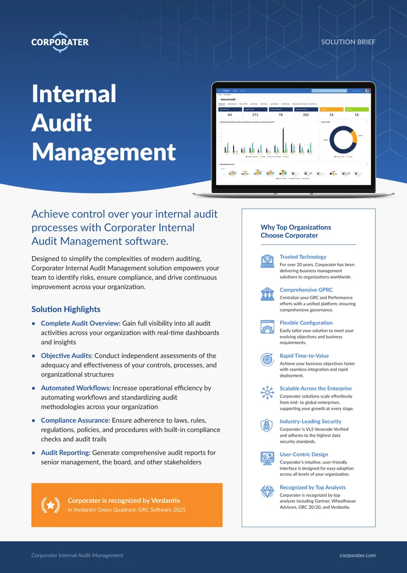 Corporater Internal Audit Management Solution Overview