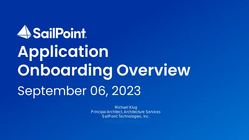 Application Onboarding Process Overview