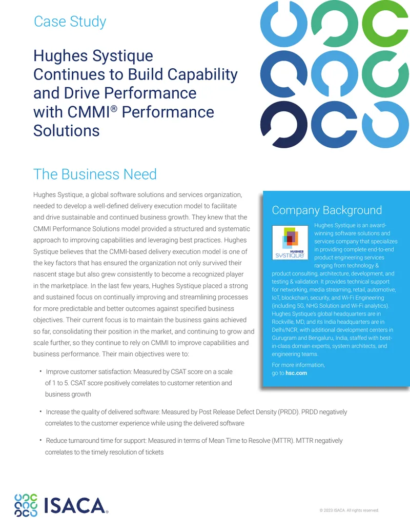 Hughes Systique CMMI Performance Solutions Case Study