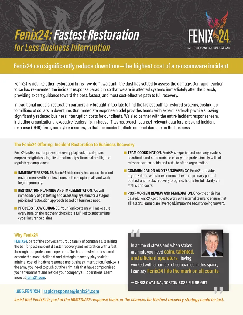 Fenix24 Incident Restoration and Recovery Process