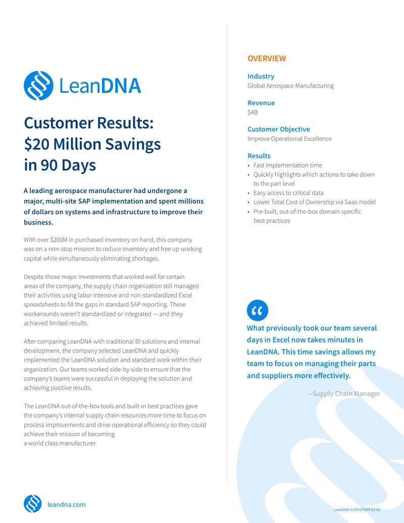 LeanDNA Implementation Case Study in Aerospace Manufacturing