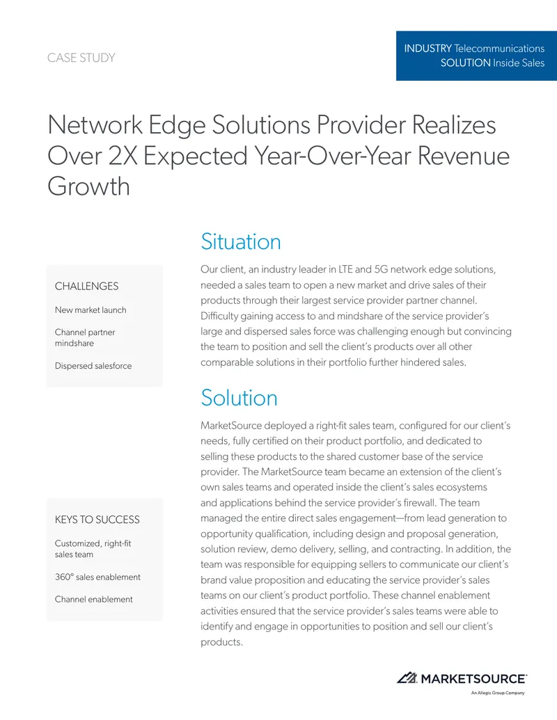 Telecommunications Inside Sales Case Study