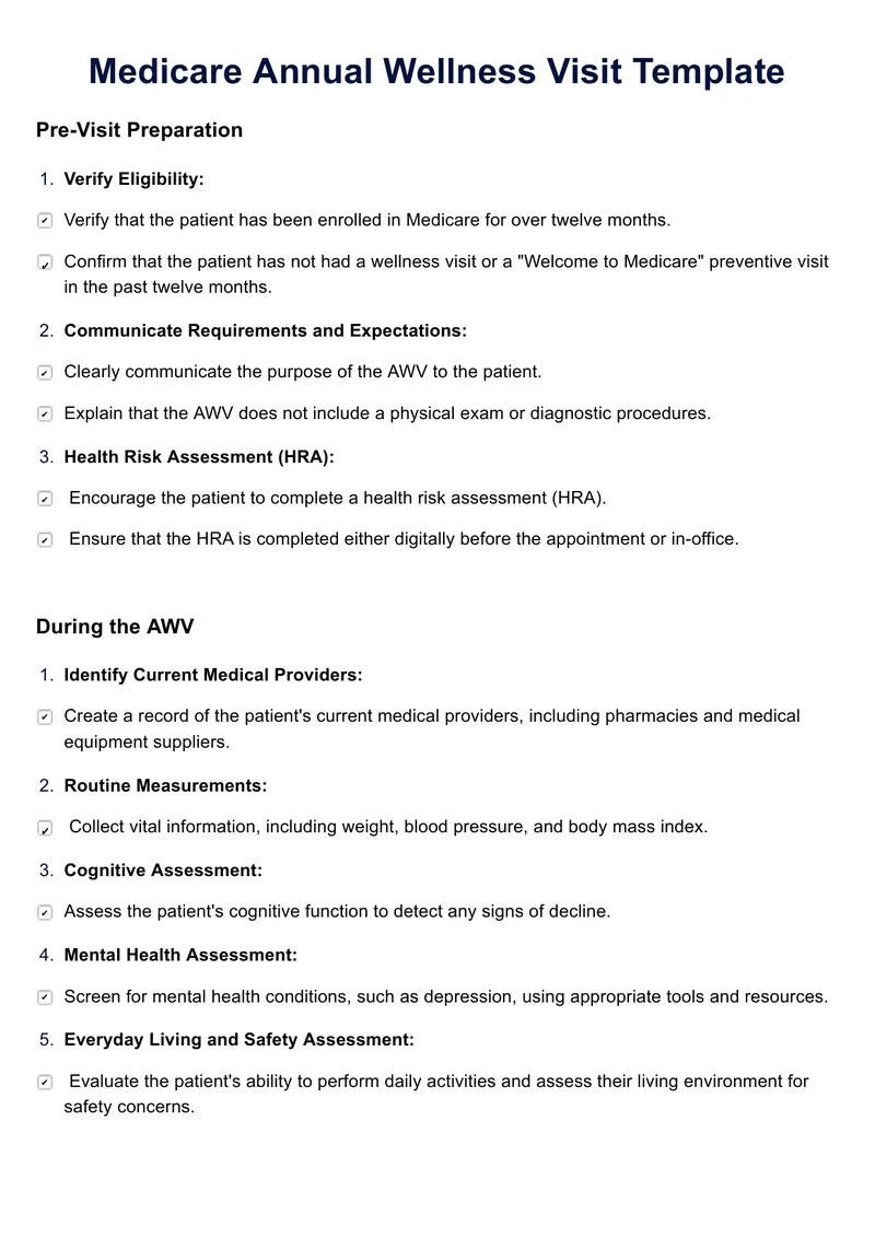 Medicare Annual Wellness Visit Template