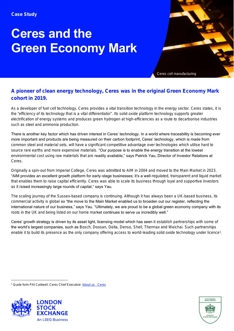 Ceres and the Green Economy Mark Case Study