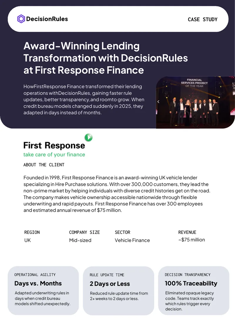 First Response Finance Underwriting Transformation Case Study