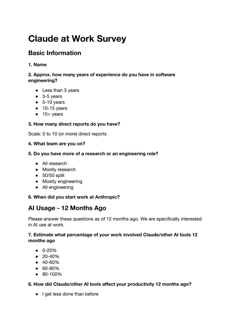Claude at Work Survey
