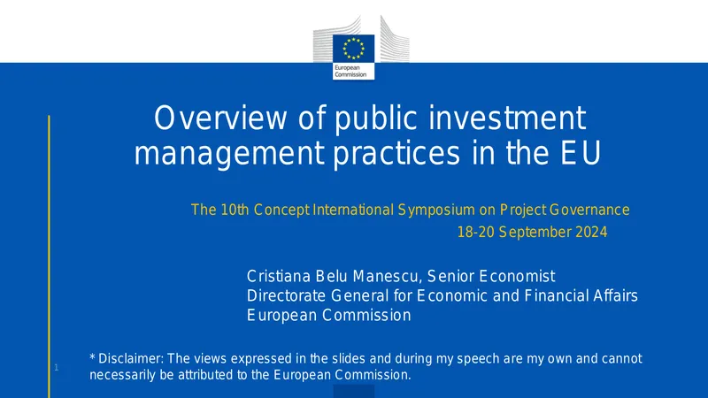 Public Investment Management Practices in the EU