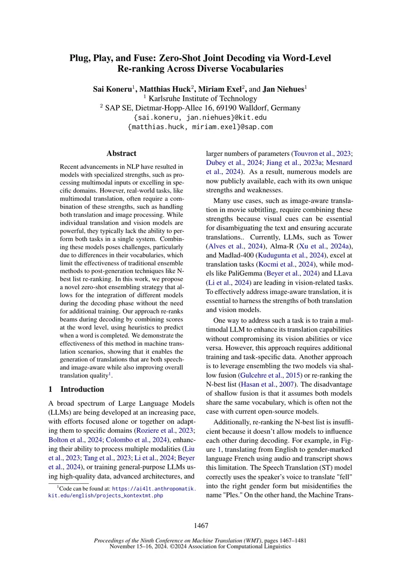 Zero-Shot Joint Decoding Method for Multimodal Translation