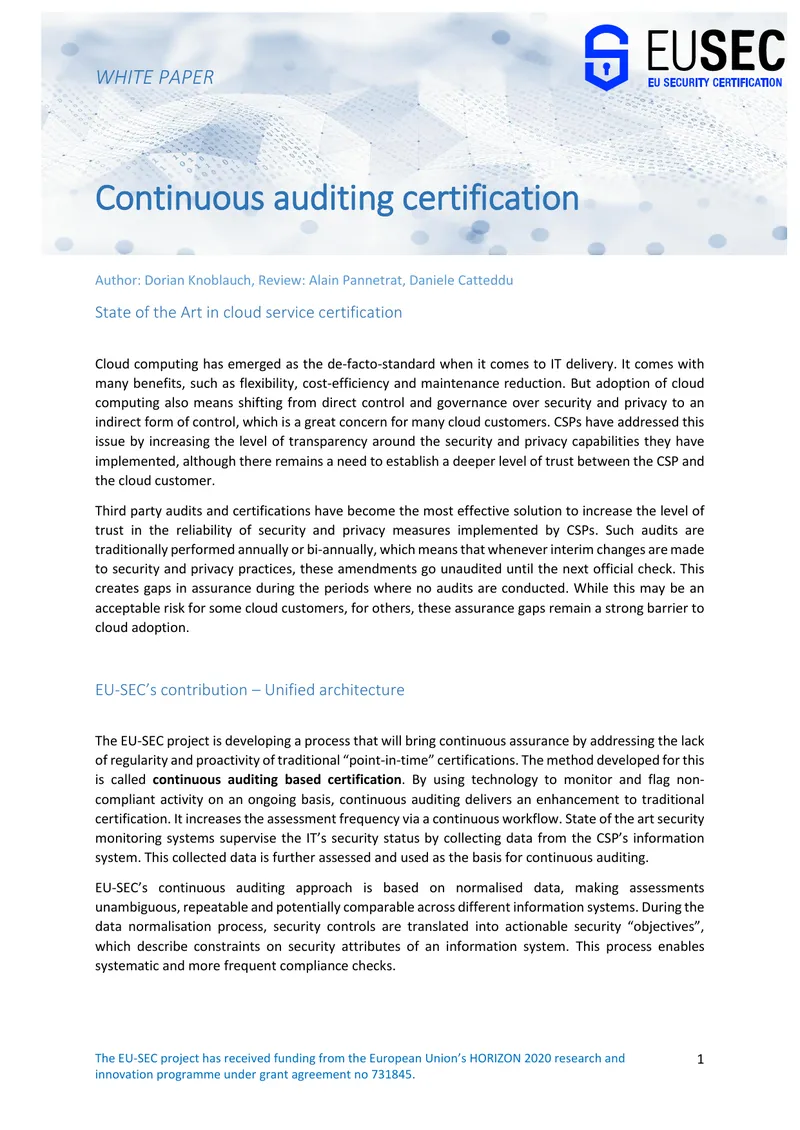 Continuous Auditing Certification Framework