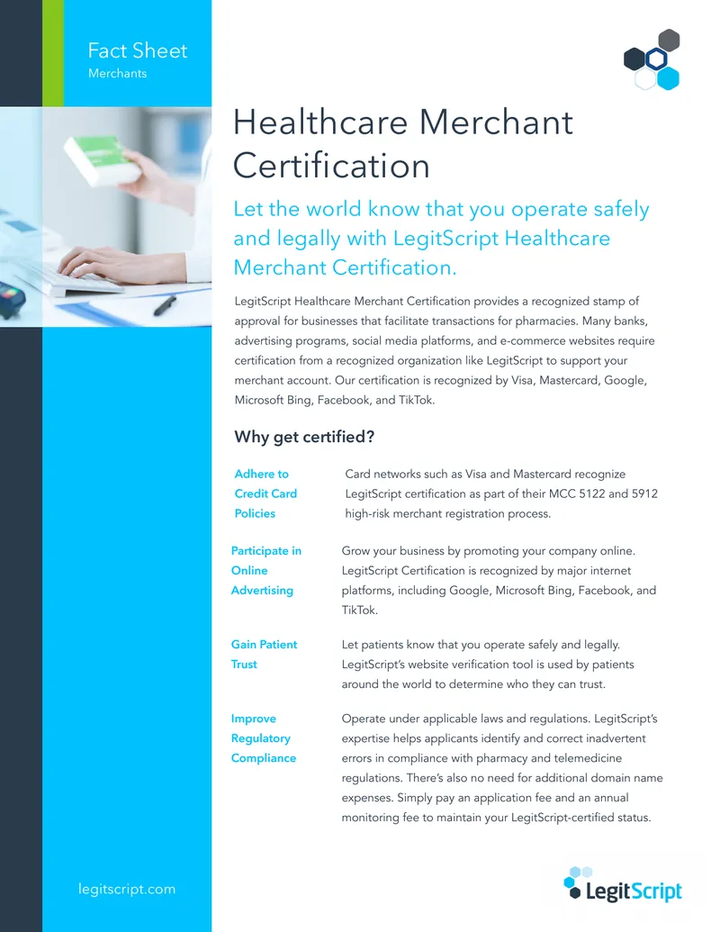 Healthcare Merchant Certification Fact Sheet