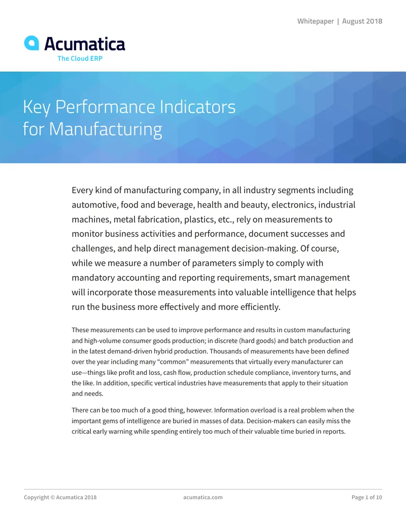 Key Performance Indicators for Manufacturing