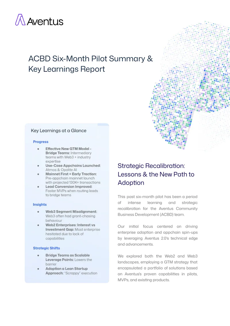 ACBD Six-Month Pilot Summary and Key Learnings Report