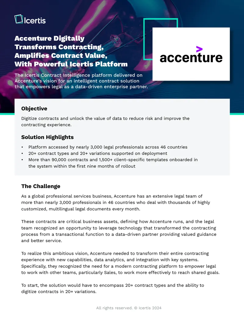 Accenture Contracting Transformation with Icertis Platform