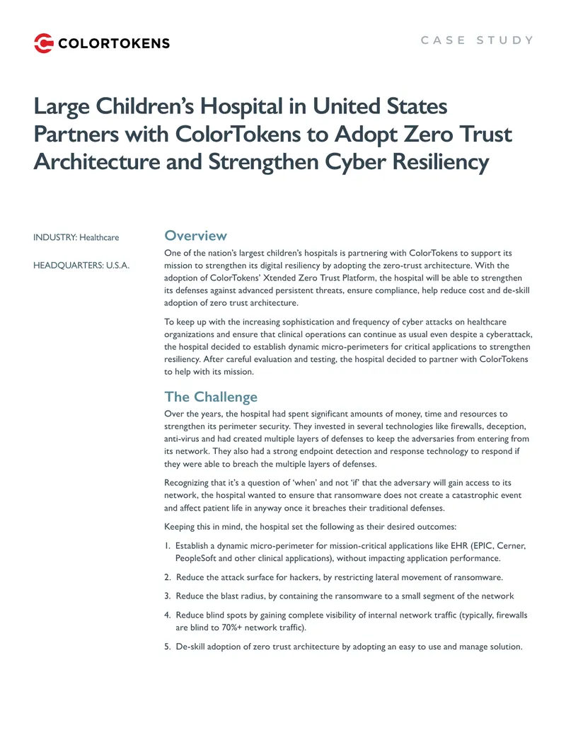 Children's Hospital Adopts Zero Trust Architecture