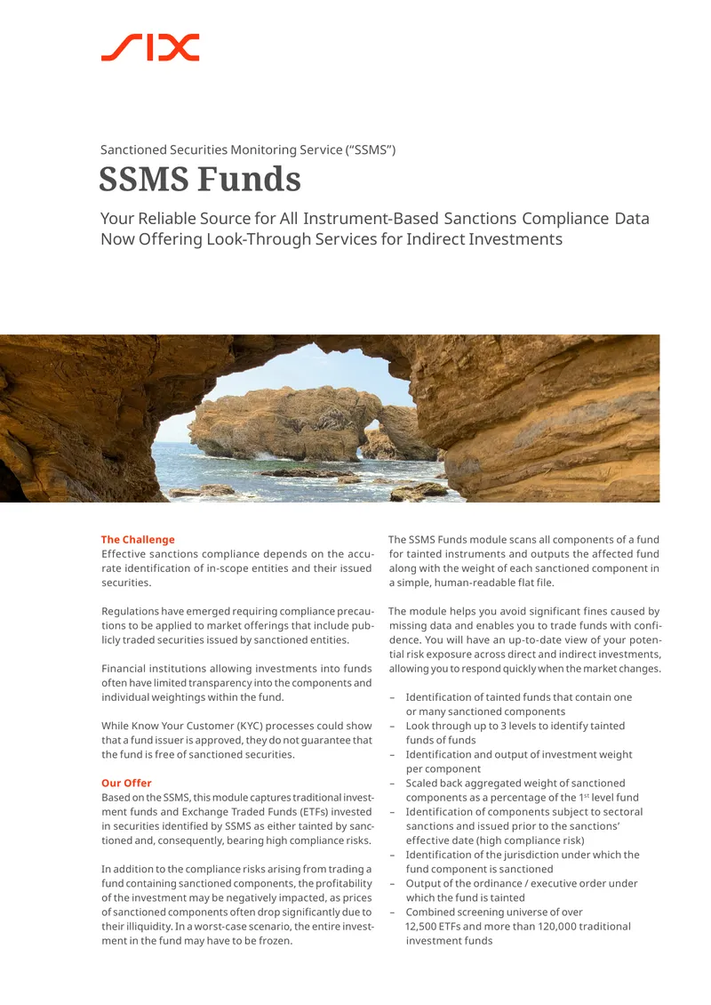 SSMS Funds Module for Sanctions Compliance