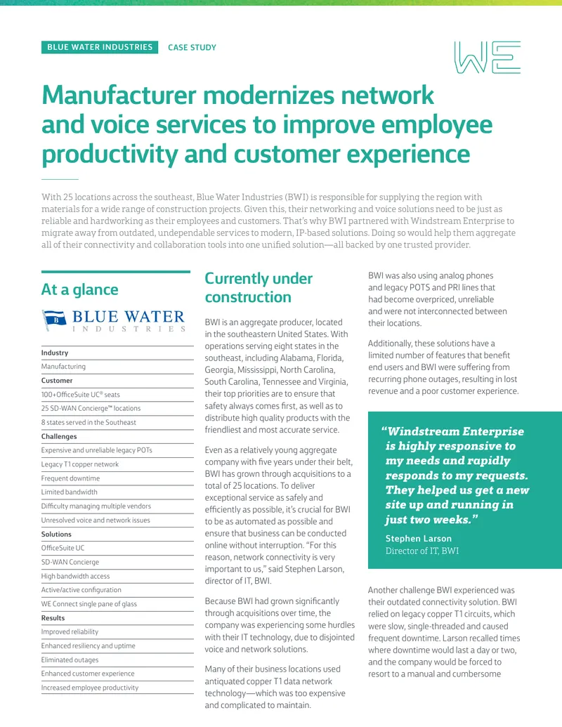 Manufacturer Modernizes Network and Voice Services
