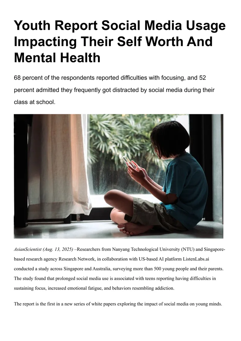 Youth Report on Social Media Impact