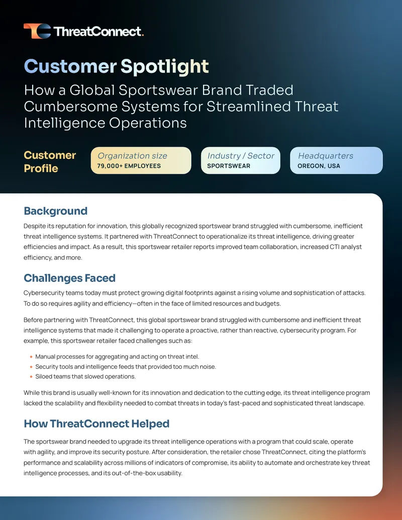 Global Sportswear Brand Enhances Threat Intelligence Operations