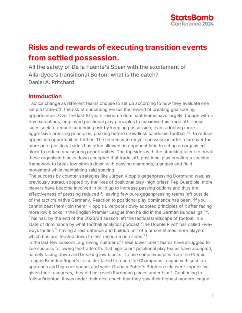 Analysis of Transition Events in Football Tactics