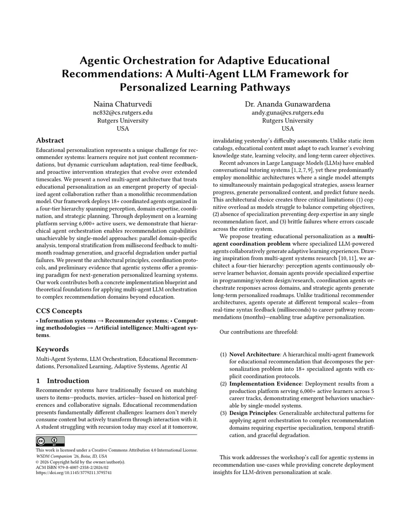 Multi-Agent Framework for Personalized Learning Pathways