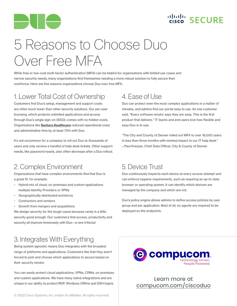Reasons for Choosing Duo Over Free MFA Solutions