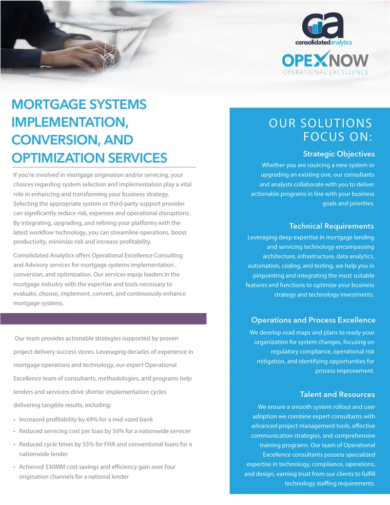 Mortgage Systems Implementation and Optimization Services