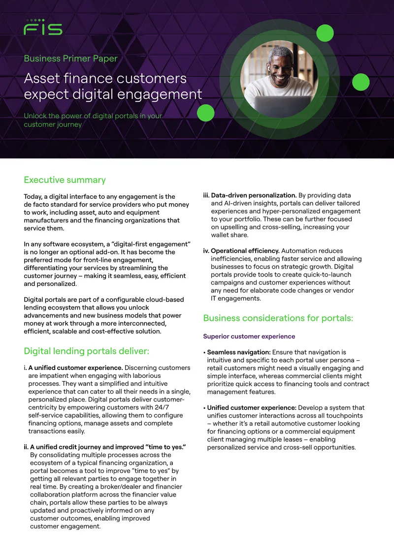 Digital Portals in Asset Finance Customer Engagement