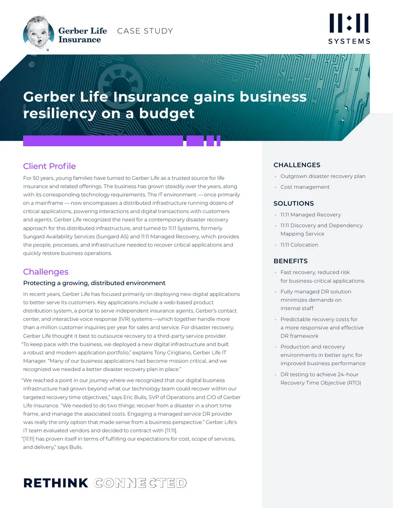 Gerber Life Insurance Disaster Recovery Case Study