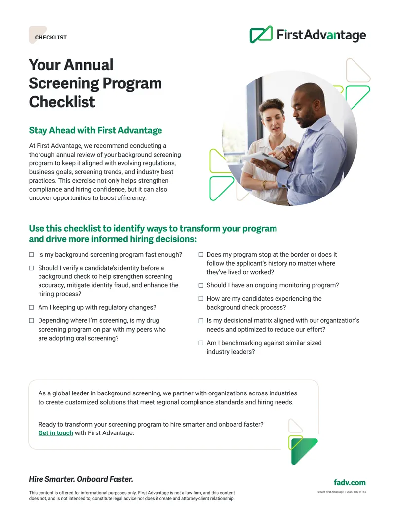 Annual Background Screening Program Checklist