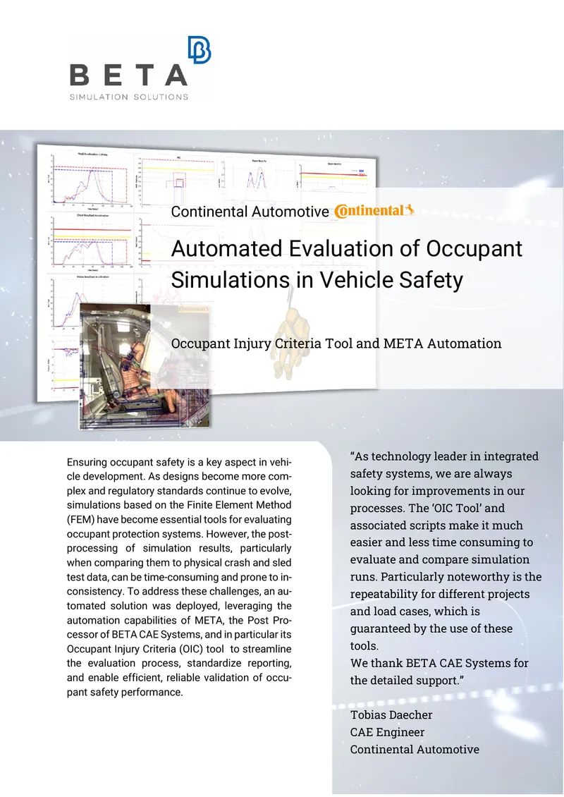 Automated Evaluation of Occupant Simulations in Vehicle Safety