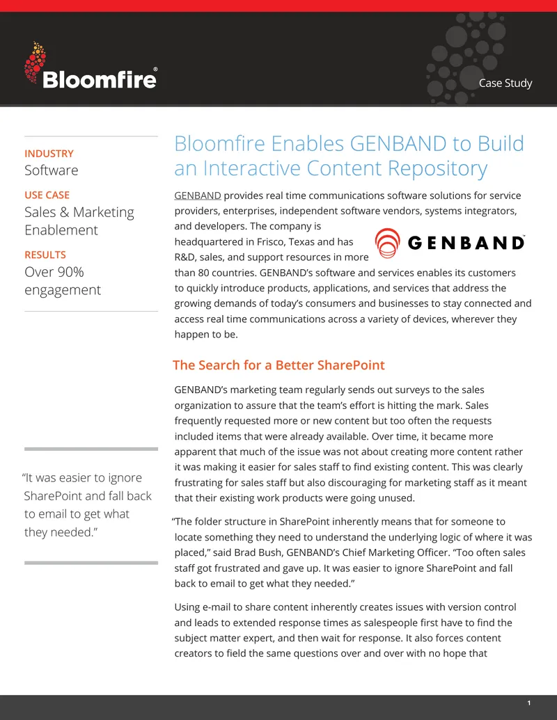 Bloomfire Implementation Case Study at GENBAND