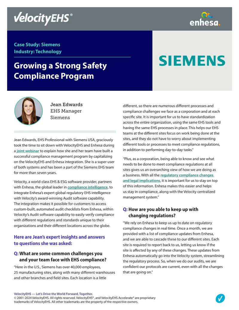 Siemens EHS Compliance Management Case Study