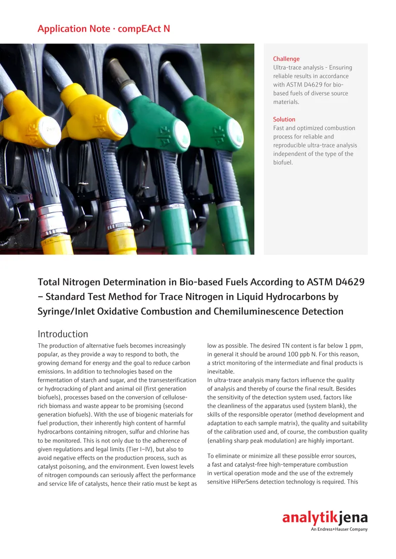 Total Nitrogen Determination in Bio-based Fuels