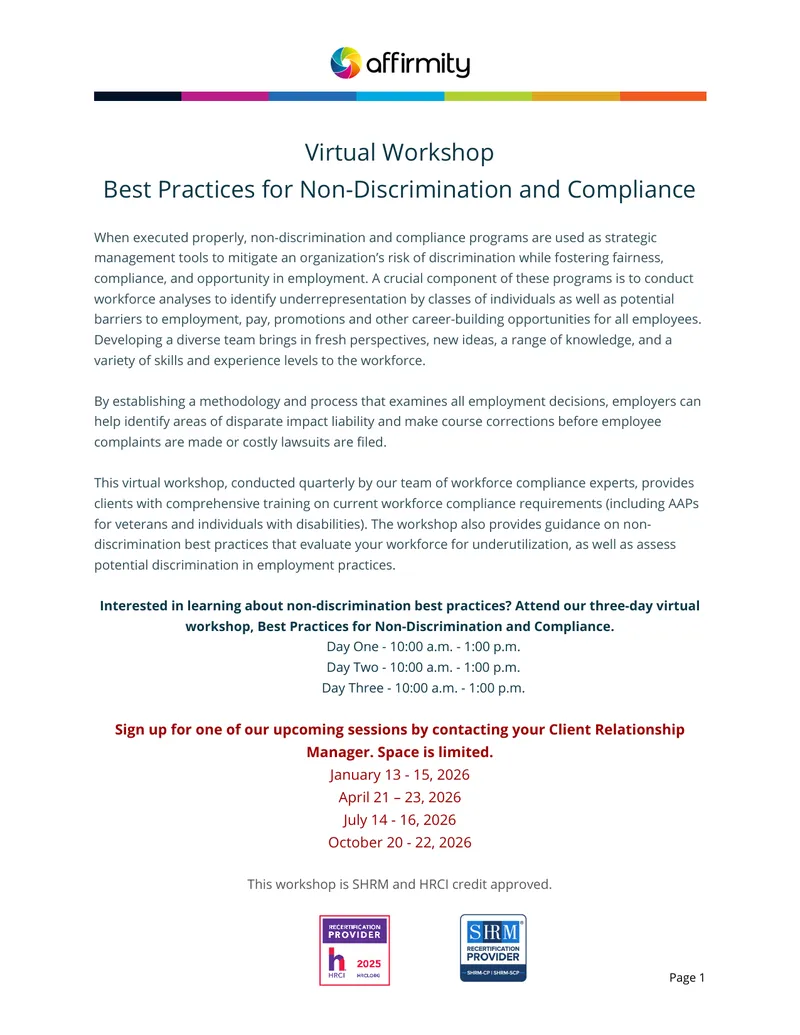 Best Practices for Non-Discrimination and Compliance Workshop