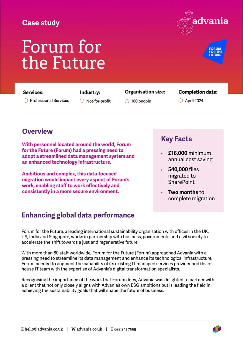 Data Migration Case Study for Forum for the Future