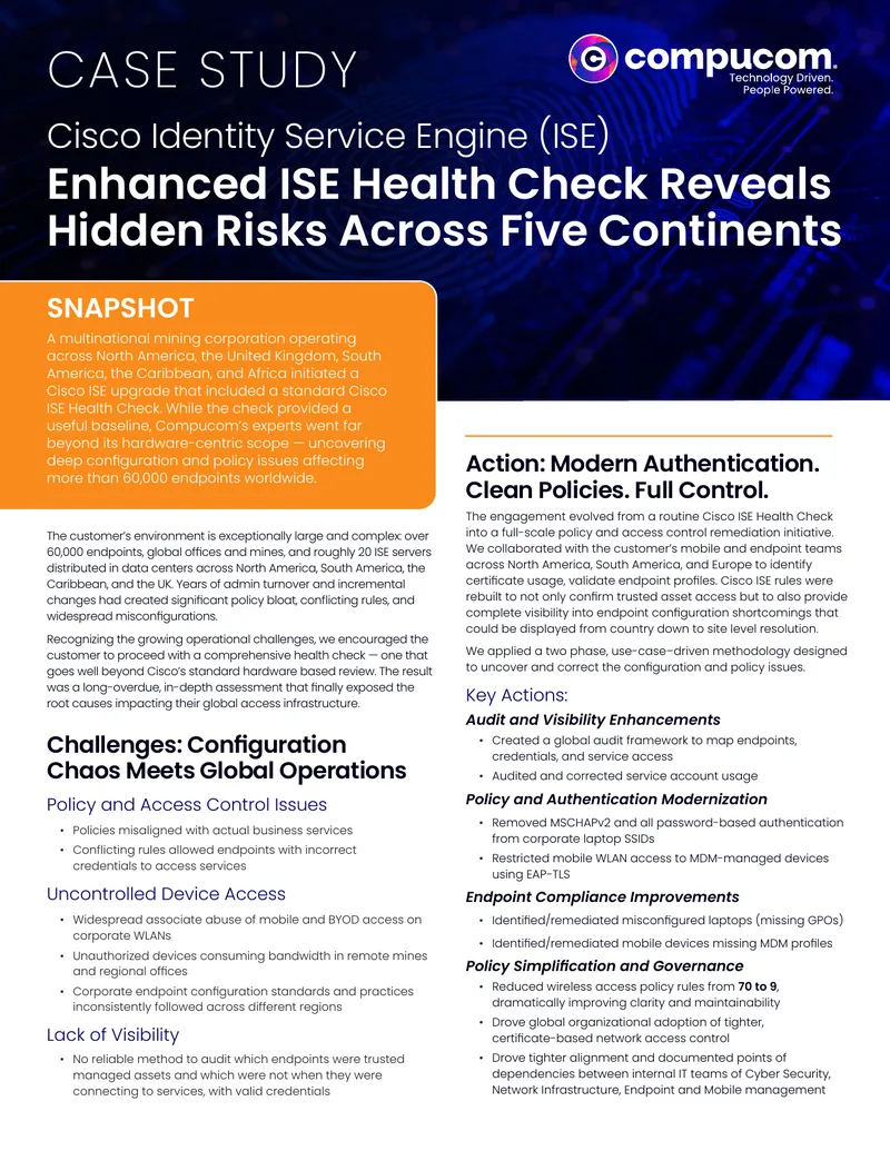 Cisco ISE Health Check and Policy Remediation Case Study