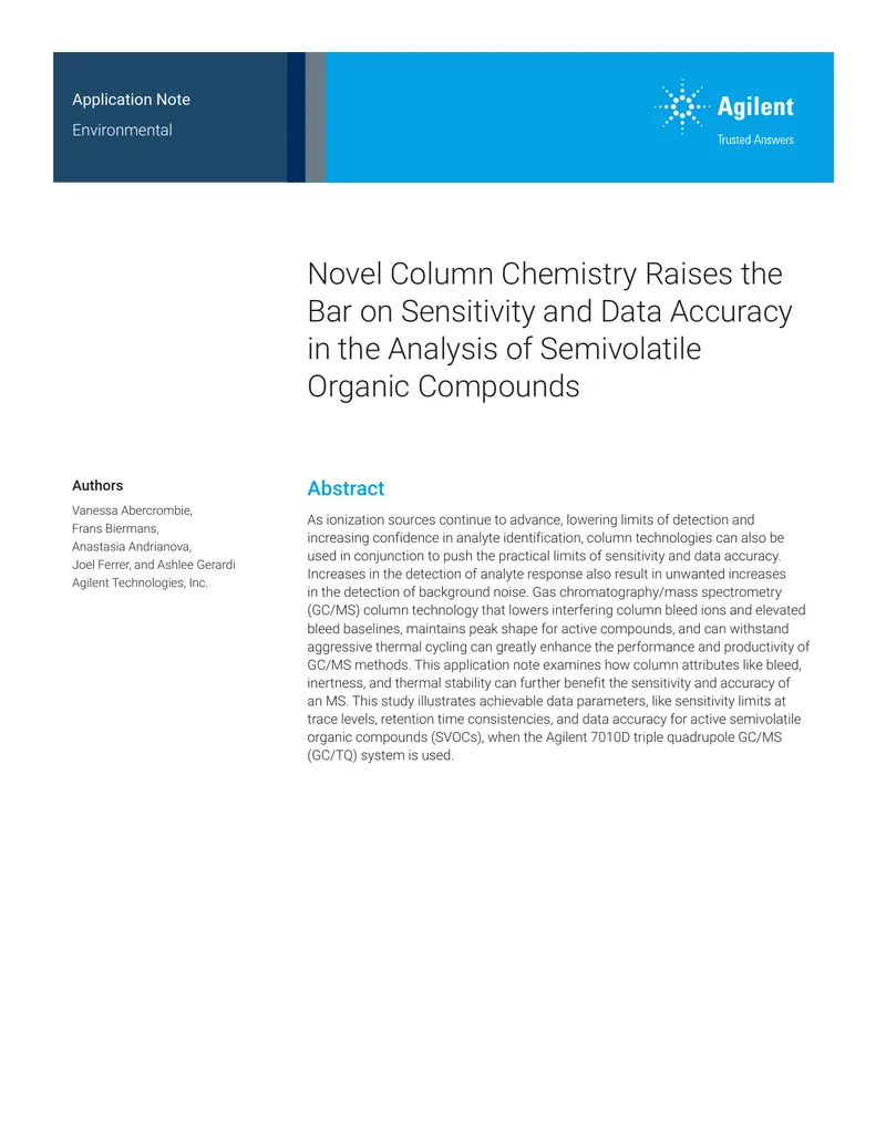 Application Note on GC/MS Column Technology