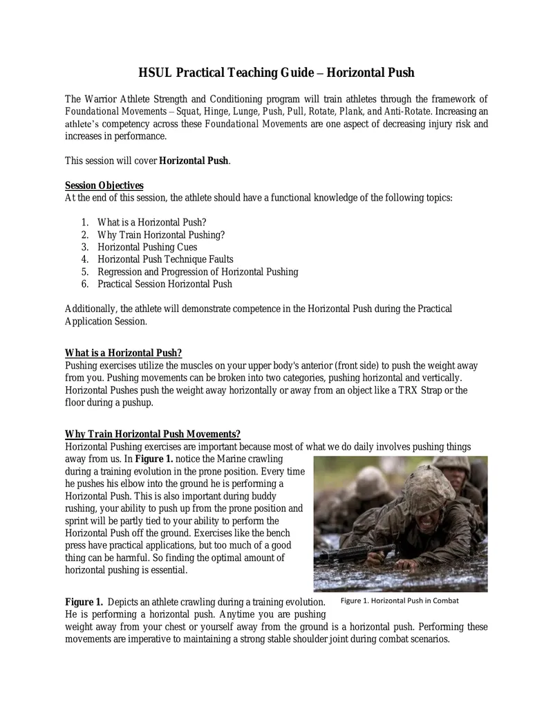 HSUL Practical Teaching Guide for Horizontal Push