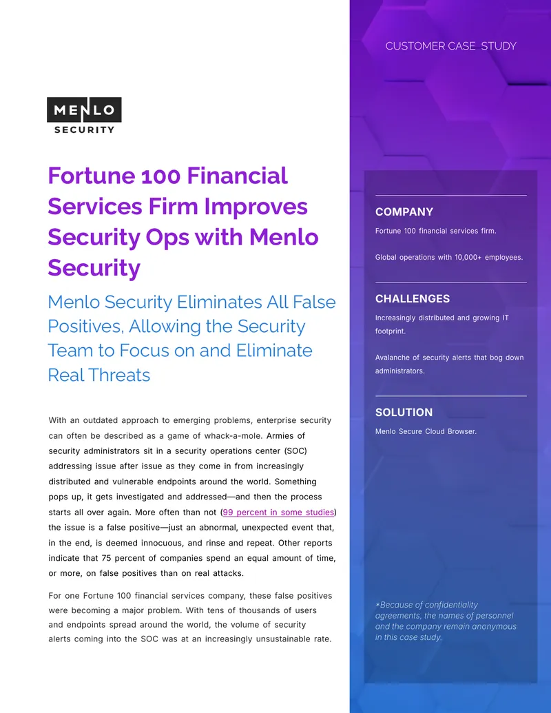 Fortune 100 Financial Services Firm Security Case Study