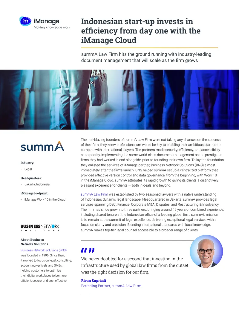 summA Law Firm Implements iManage Cloud for Efficiency