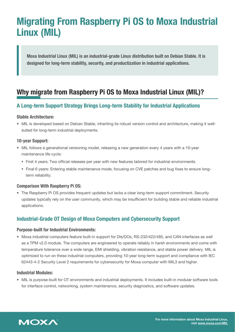 Migrating From Raspberry Pi OS to Moxa Industrial Linux