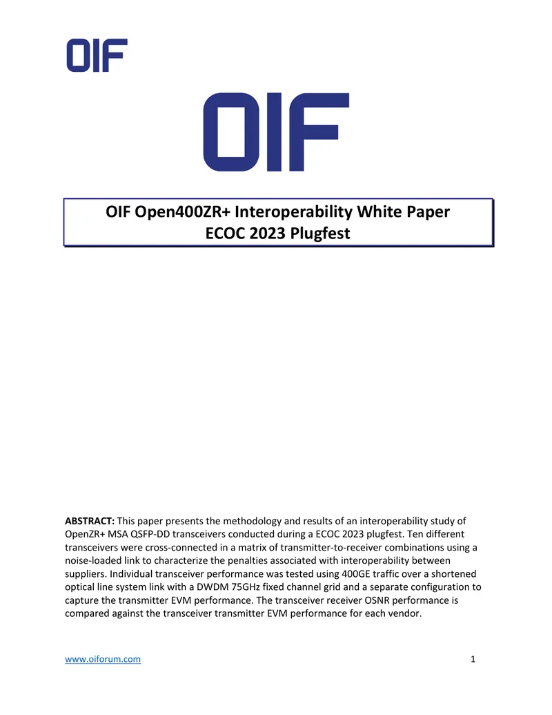 OpenZR+ Interoperability Study Methodology and Results