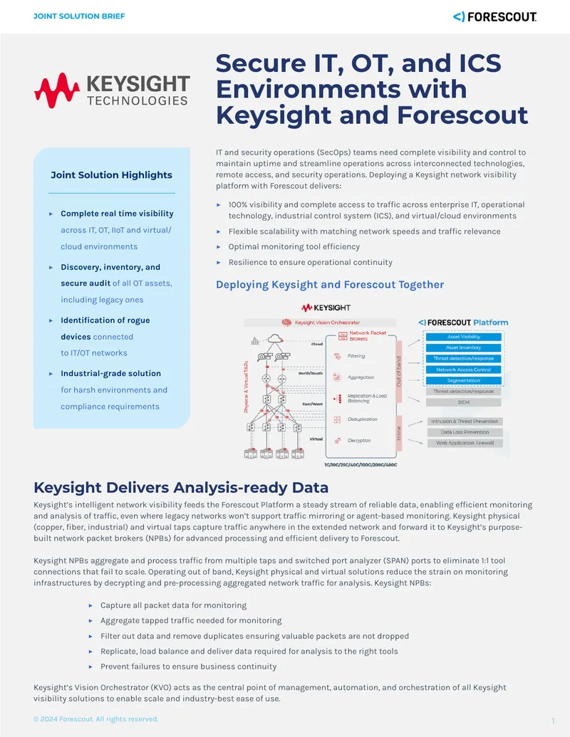 Keysight and Forescout Joint Solution Brief