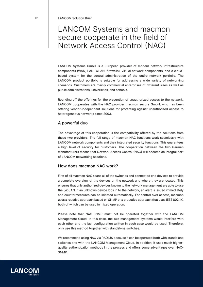 LANCOM and macmon Secure Network Access Control Solutions