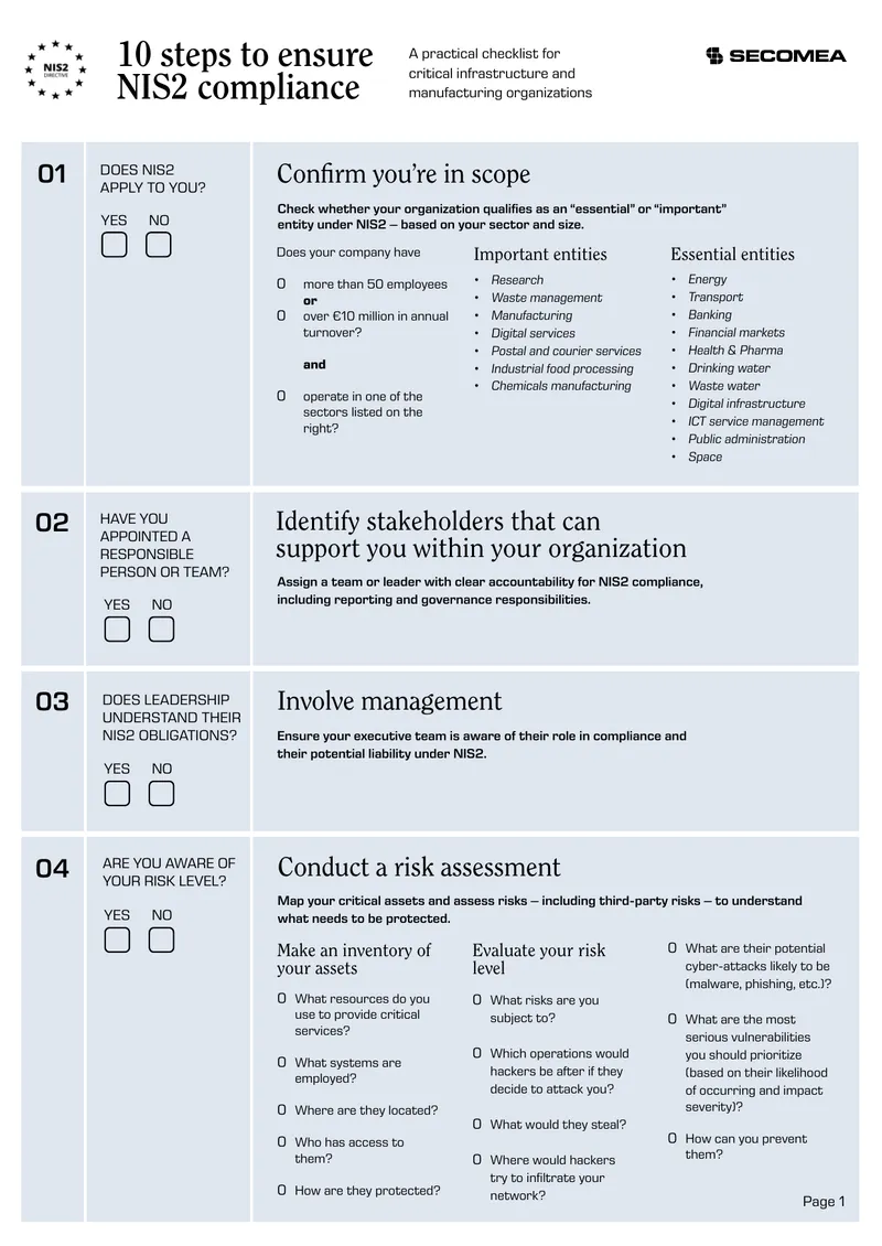NIS2 Compliance Checklist for Organizations
